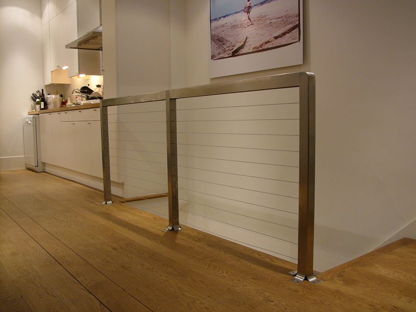 Stainless steel and wire handrail